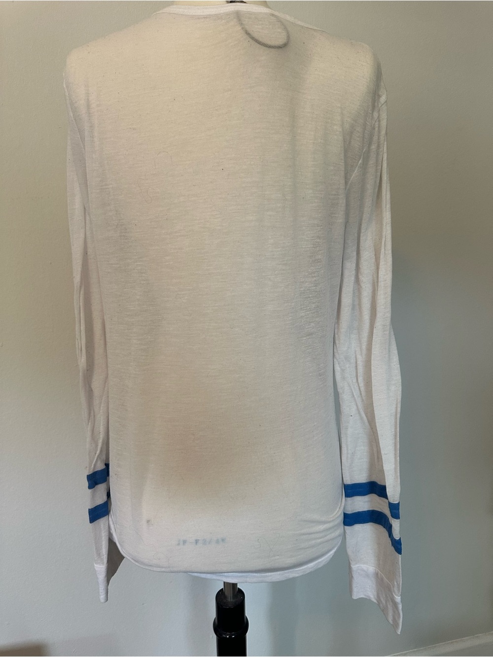 White Long Sleeve Graphic Tee with Blue Droid Print - Picture 4 of 4
